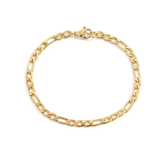 Ювелирные изделия из золота 18 карат, модные браслеты-цепочки Figaro из нержавеющей стали