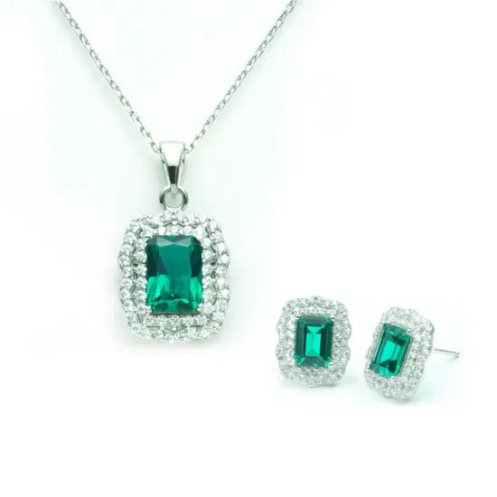 OEM довольно модные серьги из стерлингового серебра с драгоценными камнями, ожерелье, комплект ювелирных изделий для женщин
