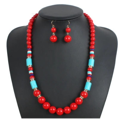 Новый продукт, модные красные серьги из бисера, ожерелье, комплект ювелирных изделий