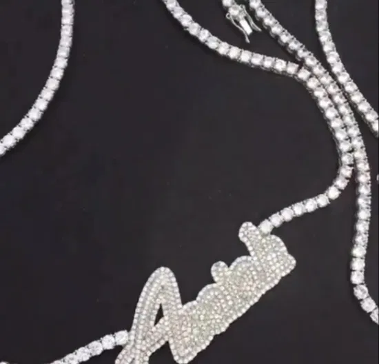 Хип-хоп Алмазный Созданный Алмазный Карат Ожерелье Ювелирные Изделия Мужчины Крест Памяти Буква Имя Пользовательский Алмазный Кулон