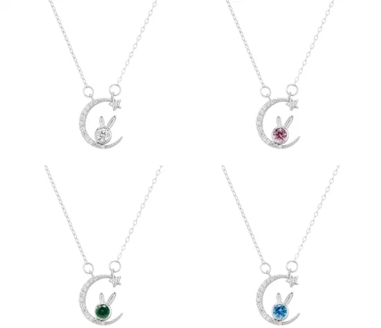 Новое ожерелье из стерлингового серебра 925 пробы с милым кроликом, луной и звездой, кулон в виде зодиака