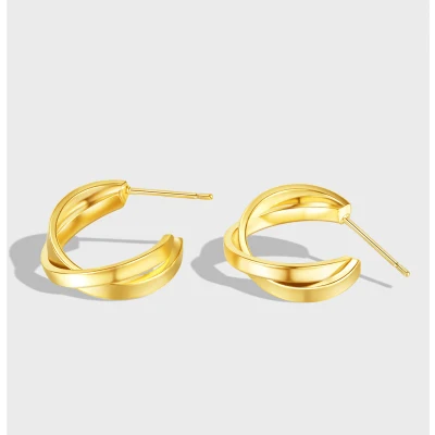 Лучшие женские серьги 2022 Золотые серьги-кольца для женщин с покрытием из 18-каратного золота