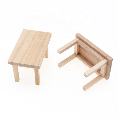 Кукольный домик миниатюрный деревянный прямоугольный стол модель игрушки DIY мебельные аксессуары