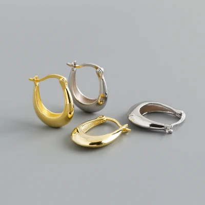 Западные ювелирные изделия Мода S925 Серебряные простые золотые U-образные серьги-кольца