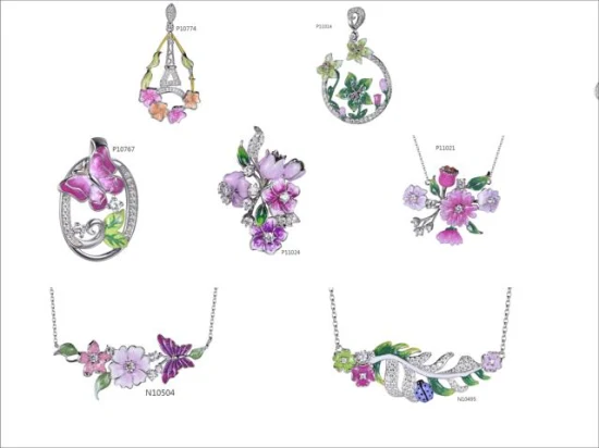 Мода новый стиль 925 серебряные украшения эмаль цветок кулон ожерелье