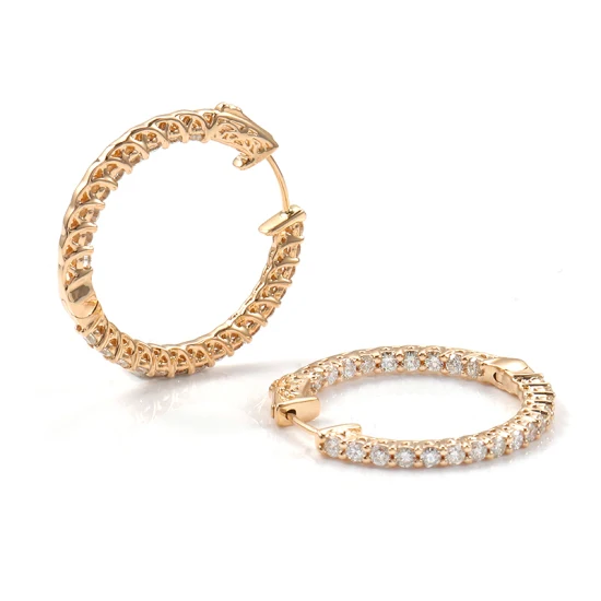 Большие золотые серьги-кольца на заказ Vvs Муассанит, желтое золото 14 карат, 2 мм, выращенные в лаборатории бриллианты, серьги-кольца с золотым наполнением
