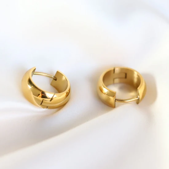 Дешевые и доступные круглые толстые серьги-кольца из розового золота